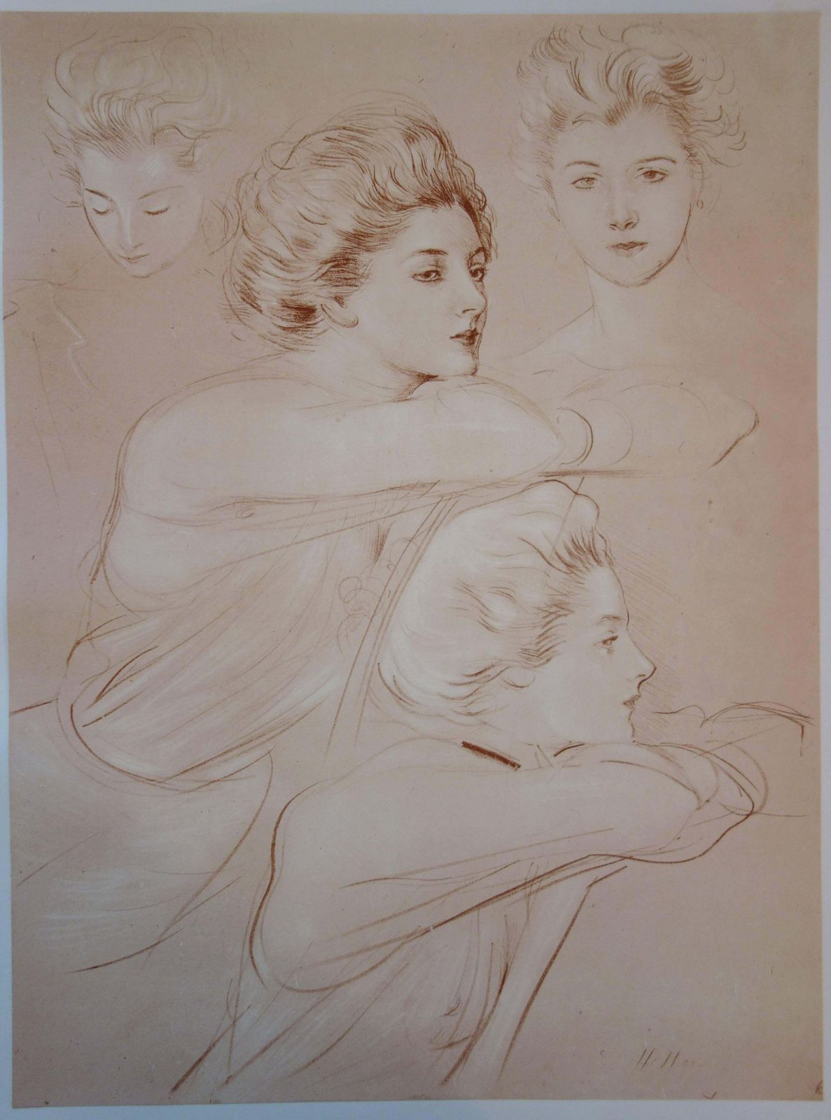 Paul César Helleuclassical Studies Of A Lady   Original Lithograph   Printed Signature, 18971897/98 photo furniture