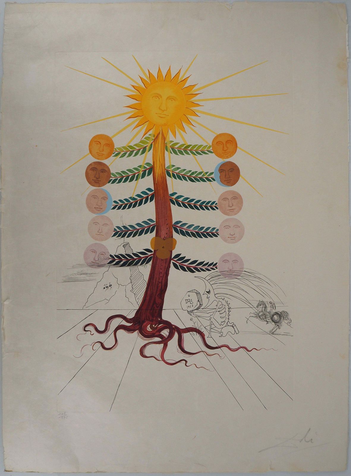 Salvador Dalí­Flordali : Luna Geminata (Moon)   Original Etching, Handsigned (Field 68 3f)1968