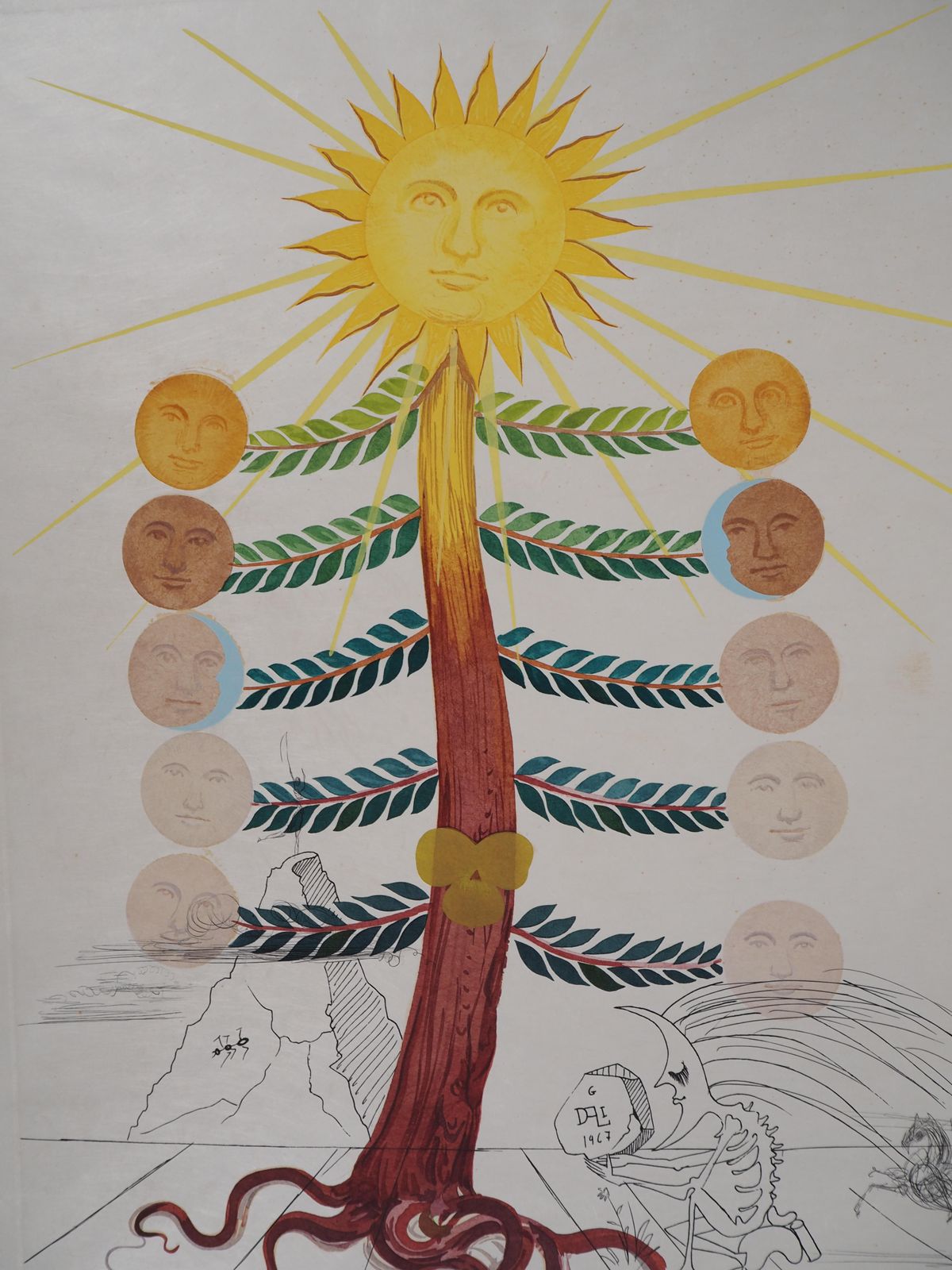 Salvador Dalí­Flordali : Luna Geminata (Moon)   Original Etching, Handsigned (Field 68 3f)1968 photo Art