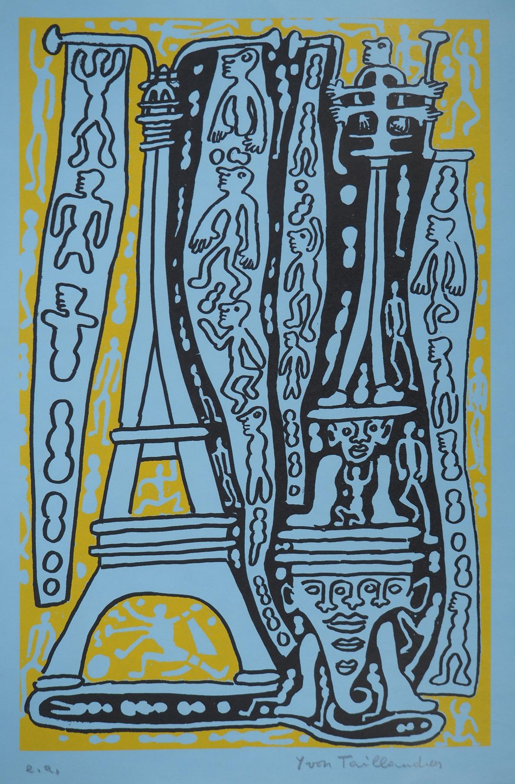 Yvon Taillandierthe Yellow Catitipède From Paris   Original Handsigned Screen Print photo 221.0