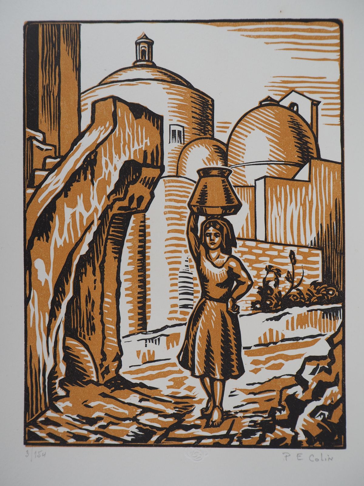 Paul Colinitaly : In A Small Street Of Procida   Original Wooodcut, Handsigned1922