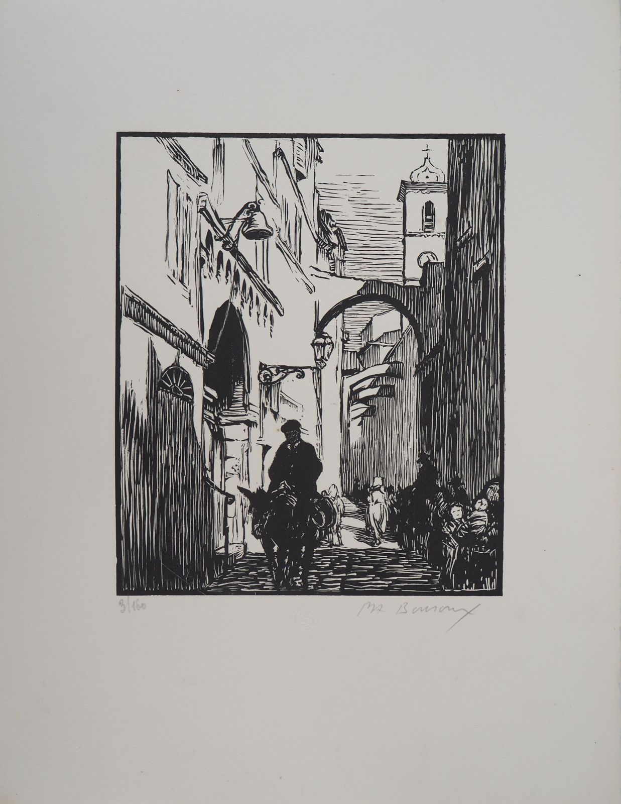 Paul Adrien Bourouxcorsica : Street In Bonifacio   Original Wooodcut, Handsigned & Numbered /1601926 photo furniture
