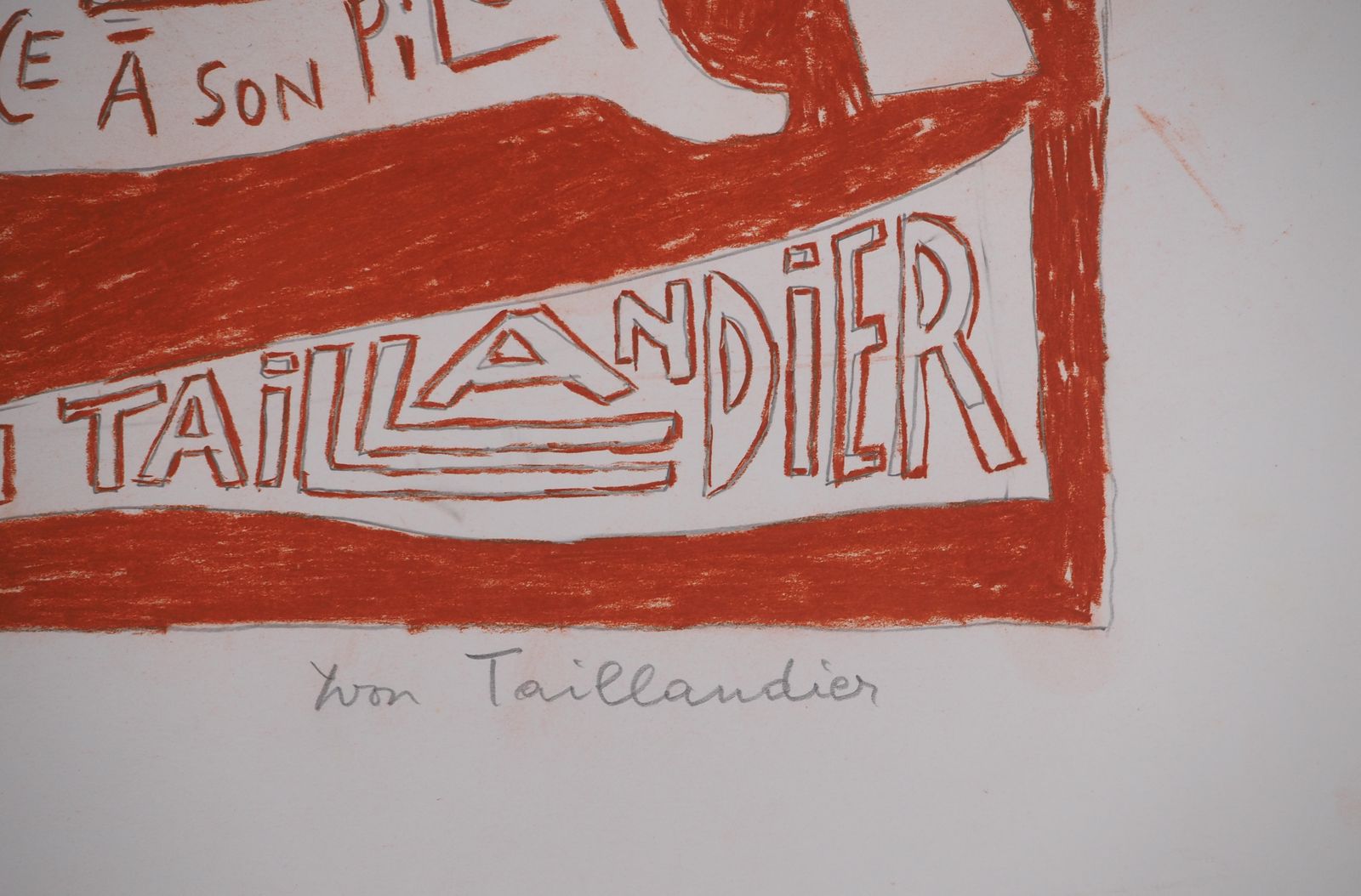 Yvon Taillandierthe Propeller Pilot   Original Handsigned Drawing photo furniture
