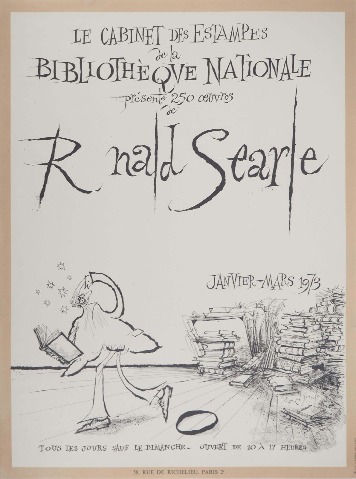 Ronald Searlethe Book Lover   Original Lithograph, Signed1973