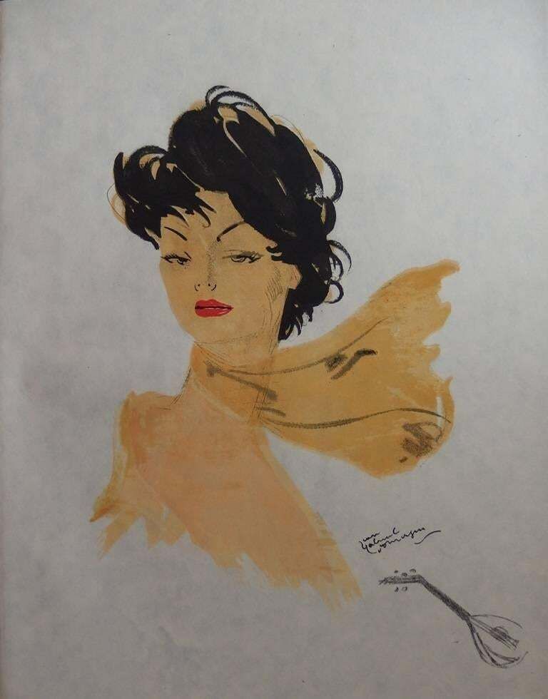 Jean Gabriel Domerguegirl With A Scarf   Original Lithograph   Mourlot, 19561956