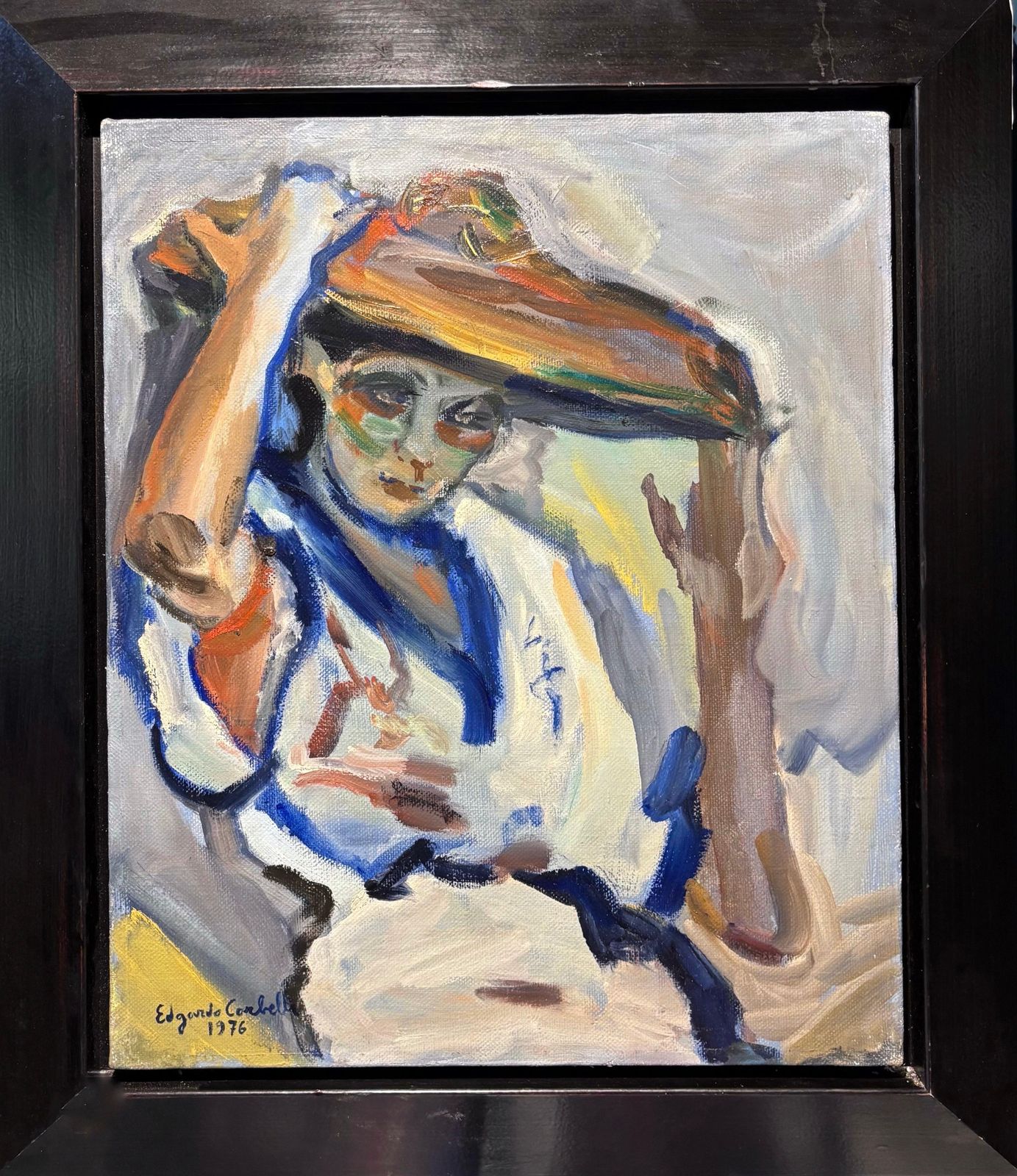 Edgardo Corbelli"Giuliana Con Cappello" Olio Su Tela Cm. 50 X 60 19761976