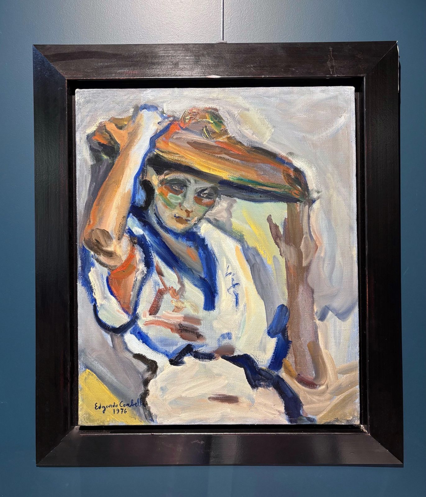 Edgardo Corbelli"Giuliana Con Cappello" Olio Su Tela Cm. 50 X 60 19761976 photo for sale