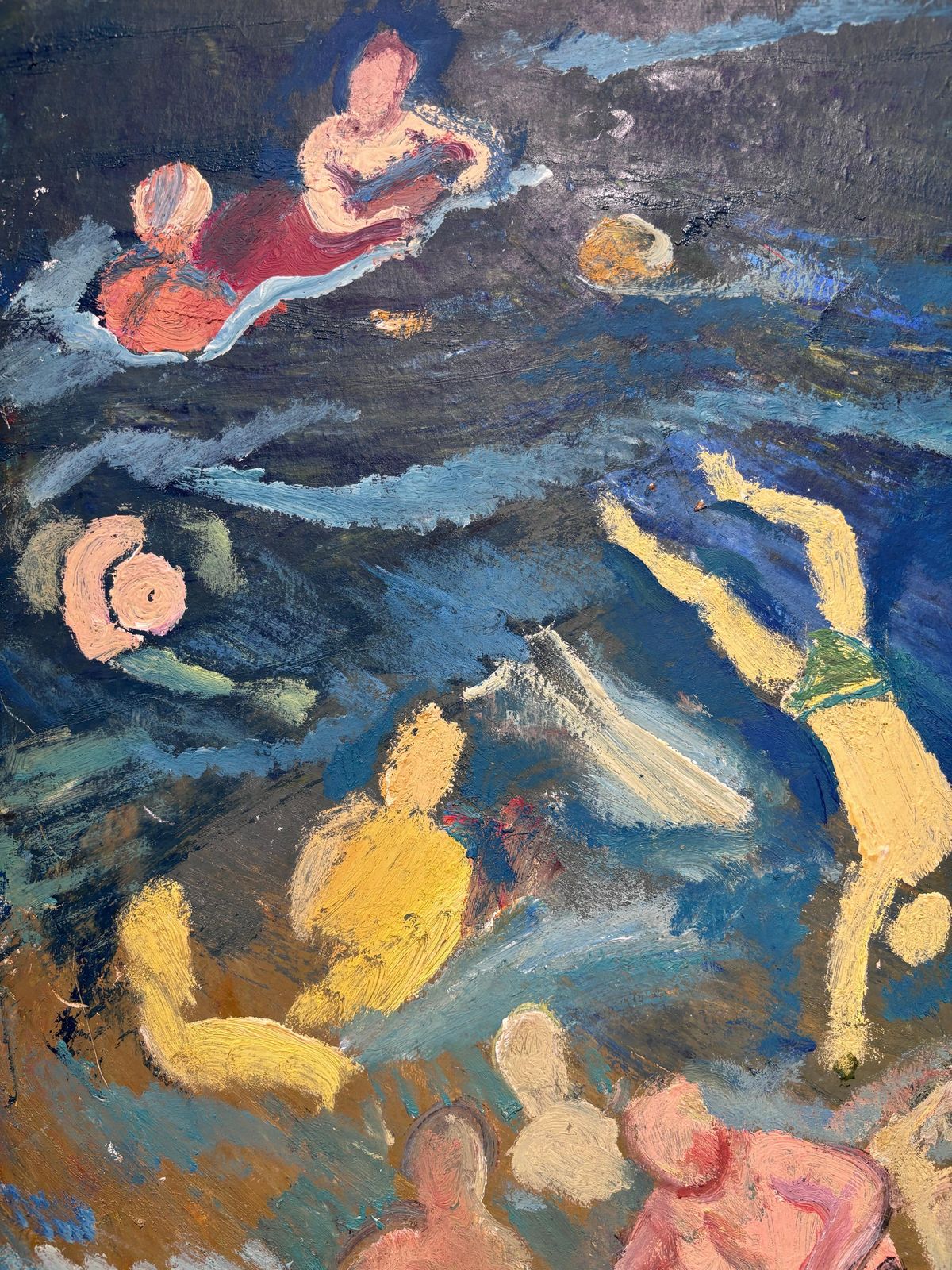 Nikolaj Ivanovic Teresenko"Giochi D'acqua" Olio Su Cartone Cm. 78 X 50 1970 photo buy