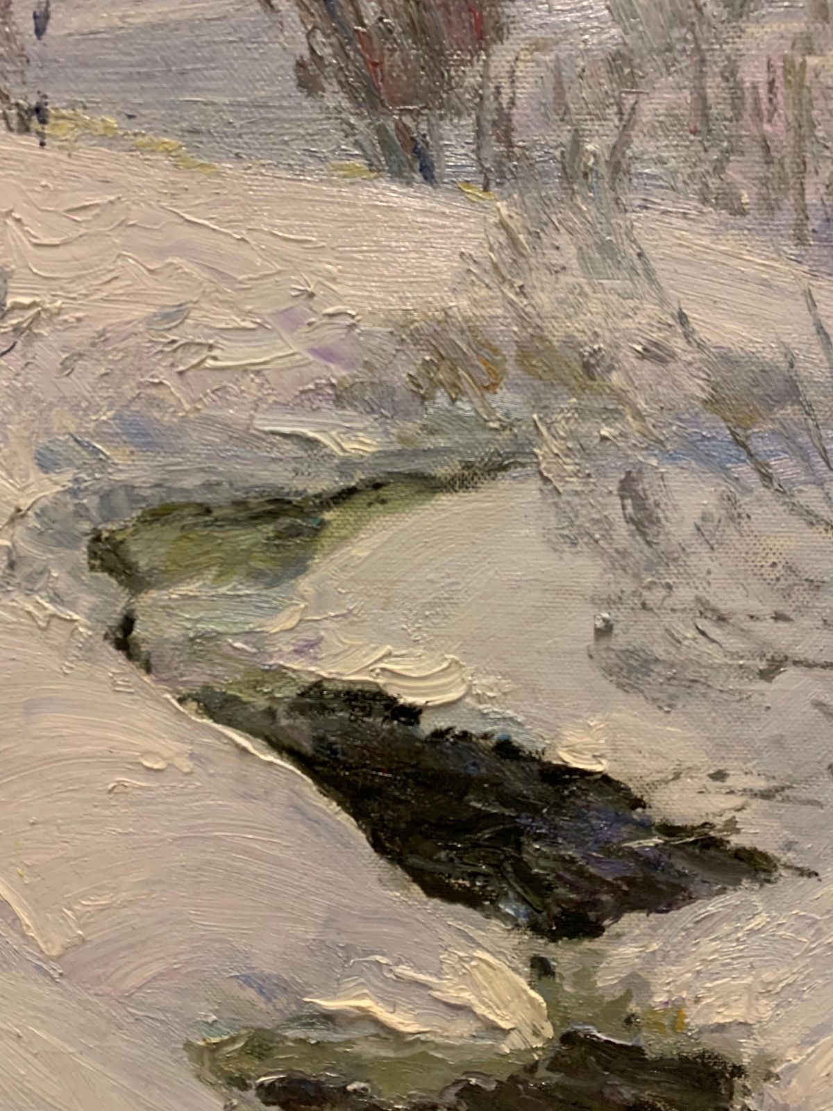 Georgij Moroz"Winter Stream"Oil Cm. 85 X 76 Snow, White, Winter1006 photo furniture