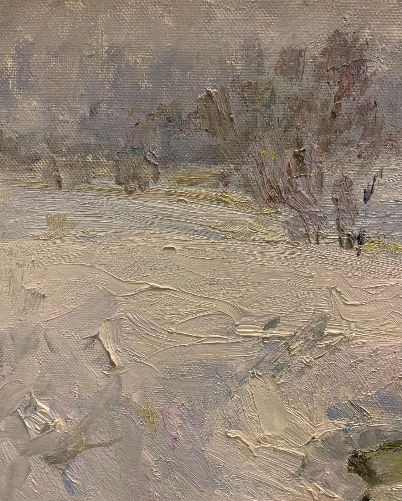 Georgij Moroz"Winter Stream"Oil Cm. 85 X 76 Snow, White, Winter1006 photo for sale