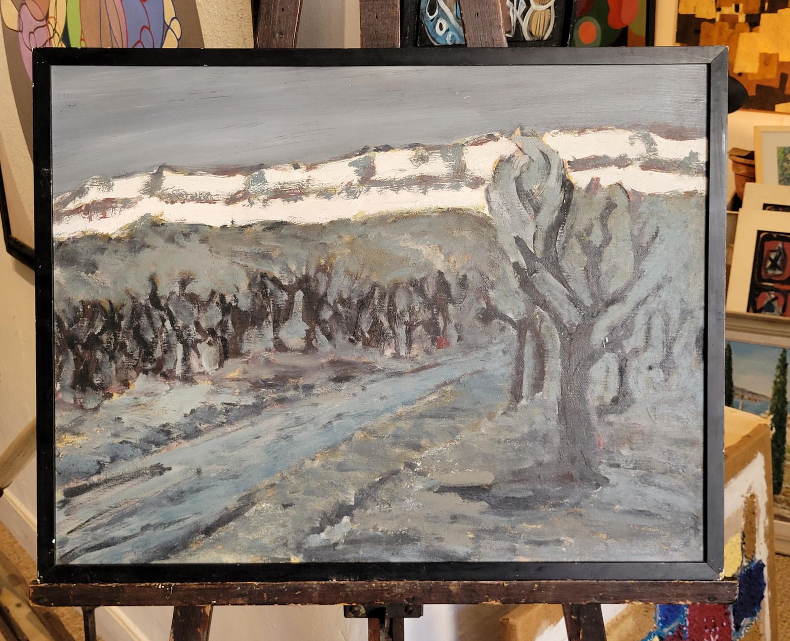 Art French Mountain Landscape Oil On Canvas. St Victoire At Twilight.. photo