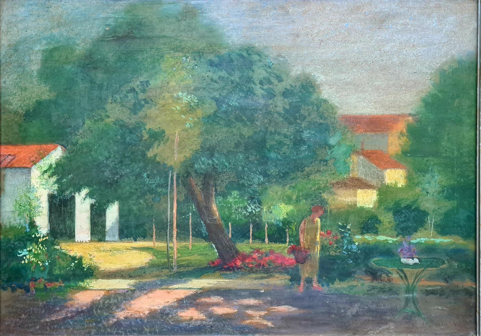 Post Impressionist Garden View, Lady Picking Flowers, Circle Of Edouard Vuillard1920s photo furniture