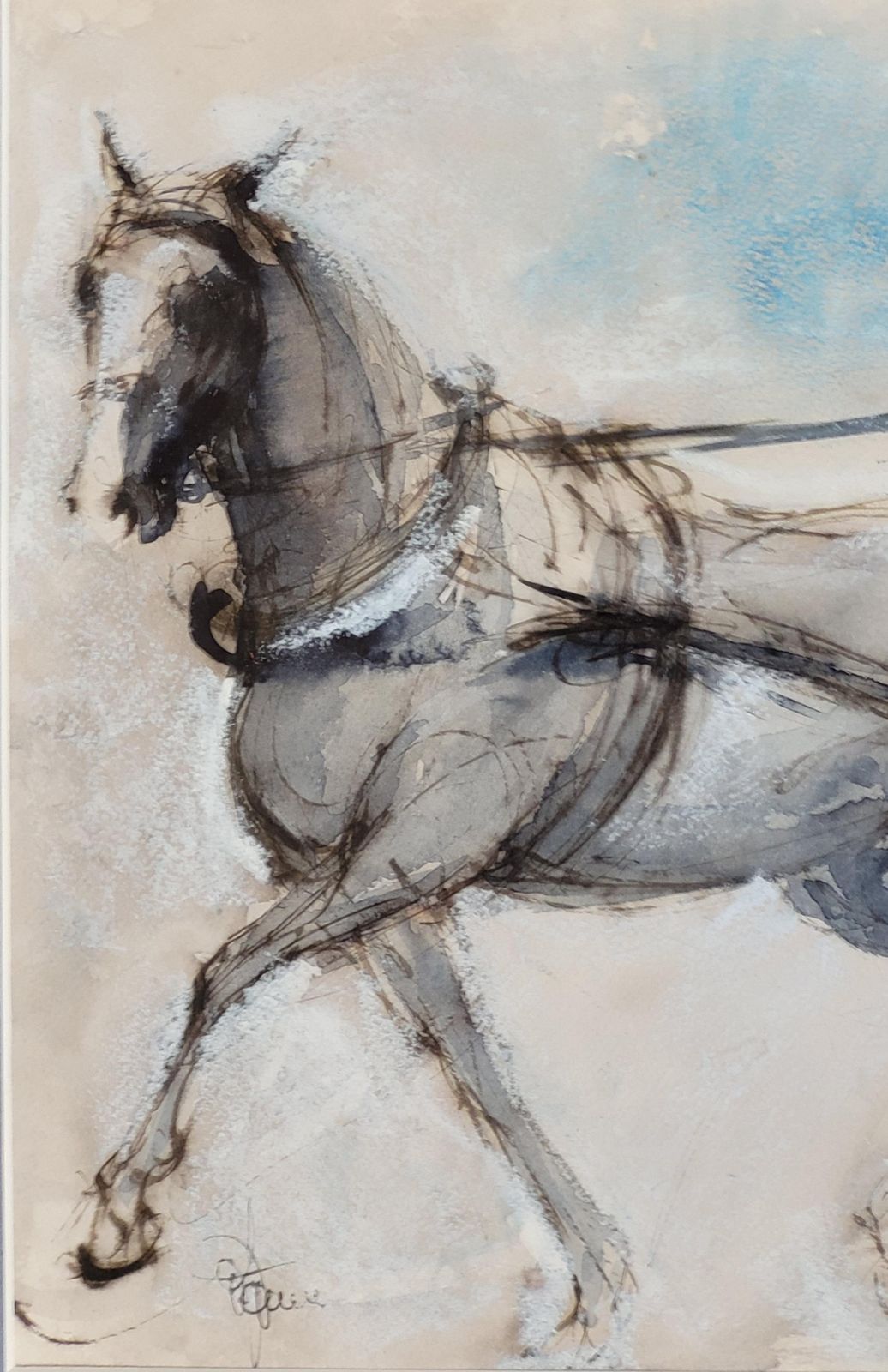 Horse And Trap. Gouache And Watercolour From The 1920s photo vinterior