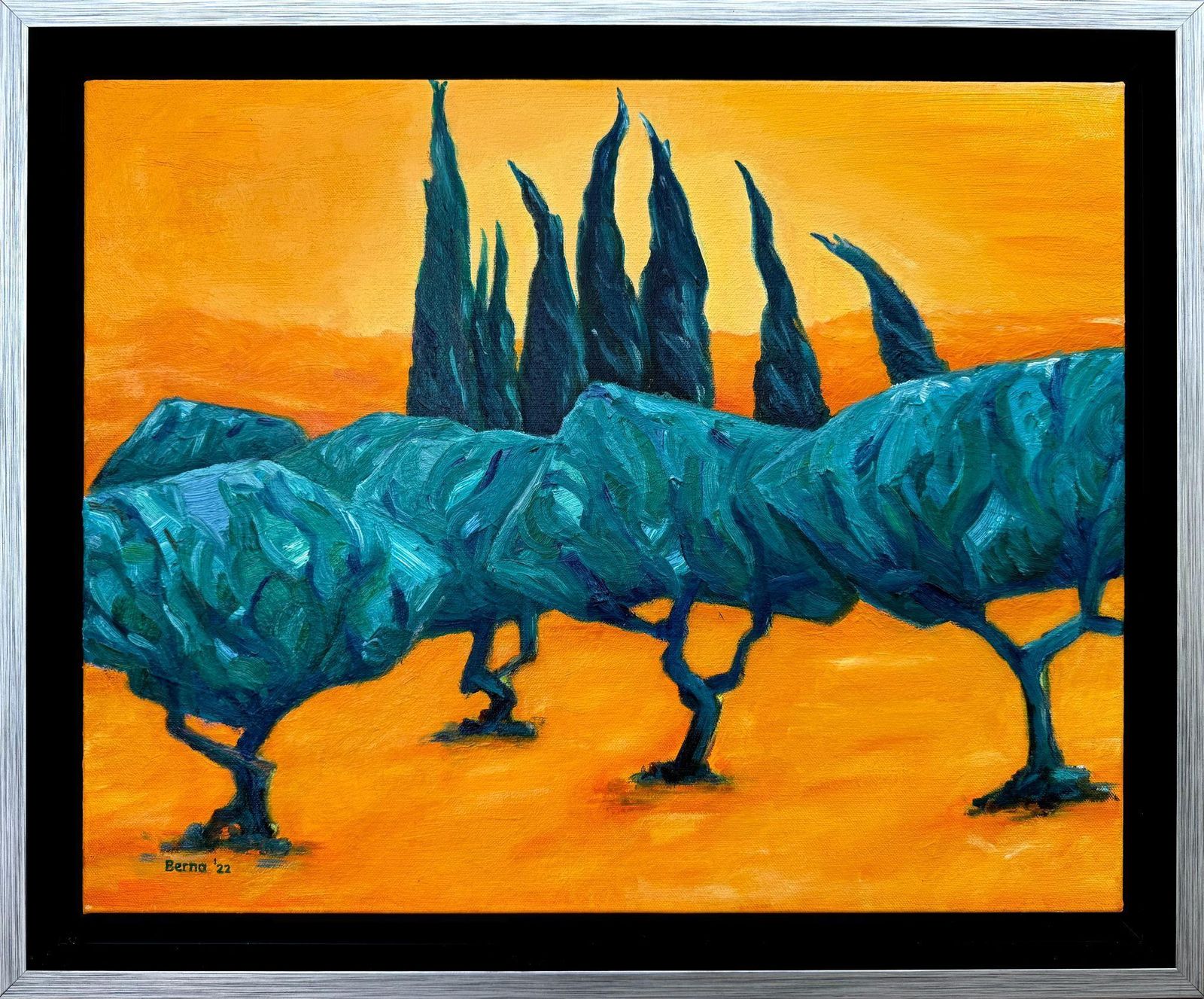 Bernadette Van Baarsencontemporary Abstract Expressionist Color Field Landscape. 'Danse D'hiver'.2023 photo furniture