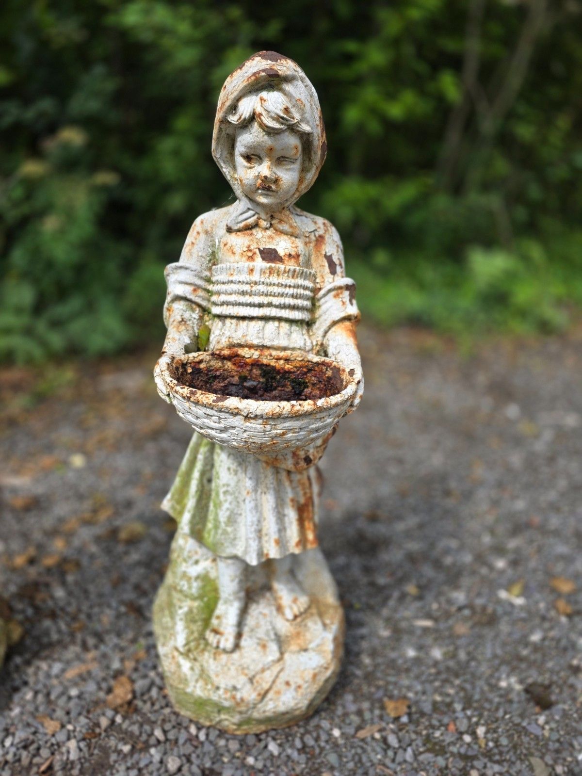 Pair Of Early 20th Century Cast Iron Boy And Girl Statues photo for sale