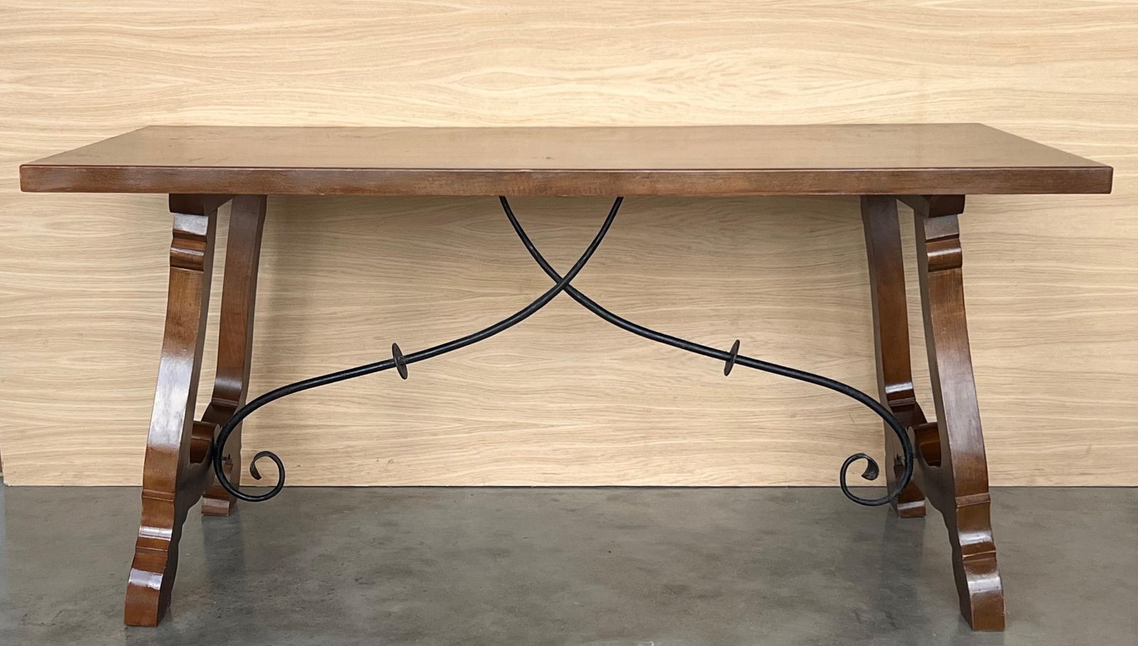 20th Dining Or Console Table Of Walnut With Lyre Legs And Heavy Top, Spain photo furniture