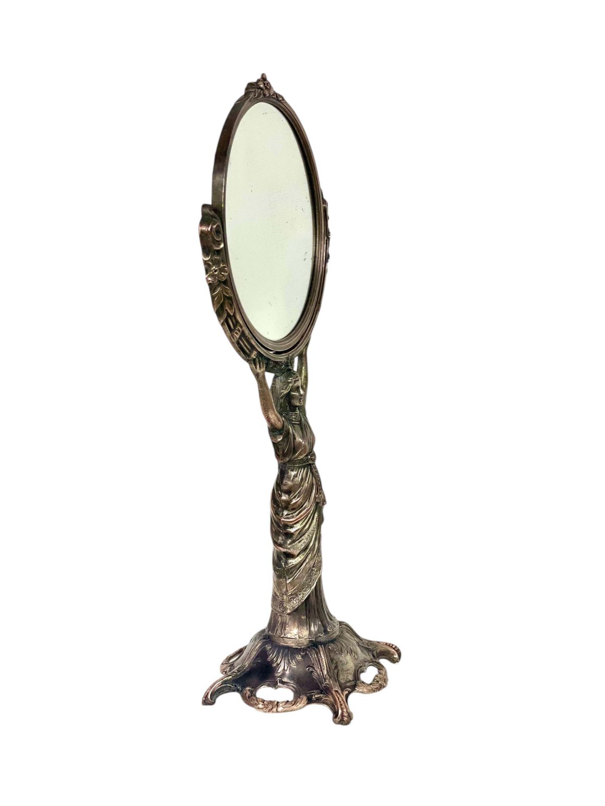 19th Century Silvered Bronze Table Psyche Mirror photo 1241.0