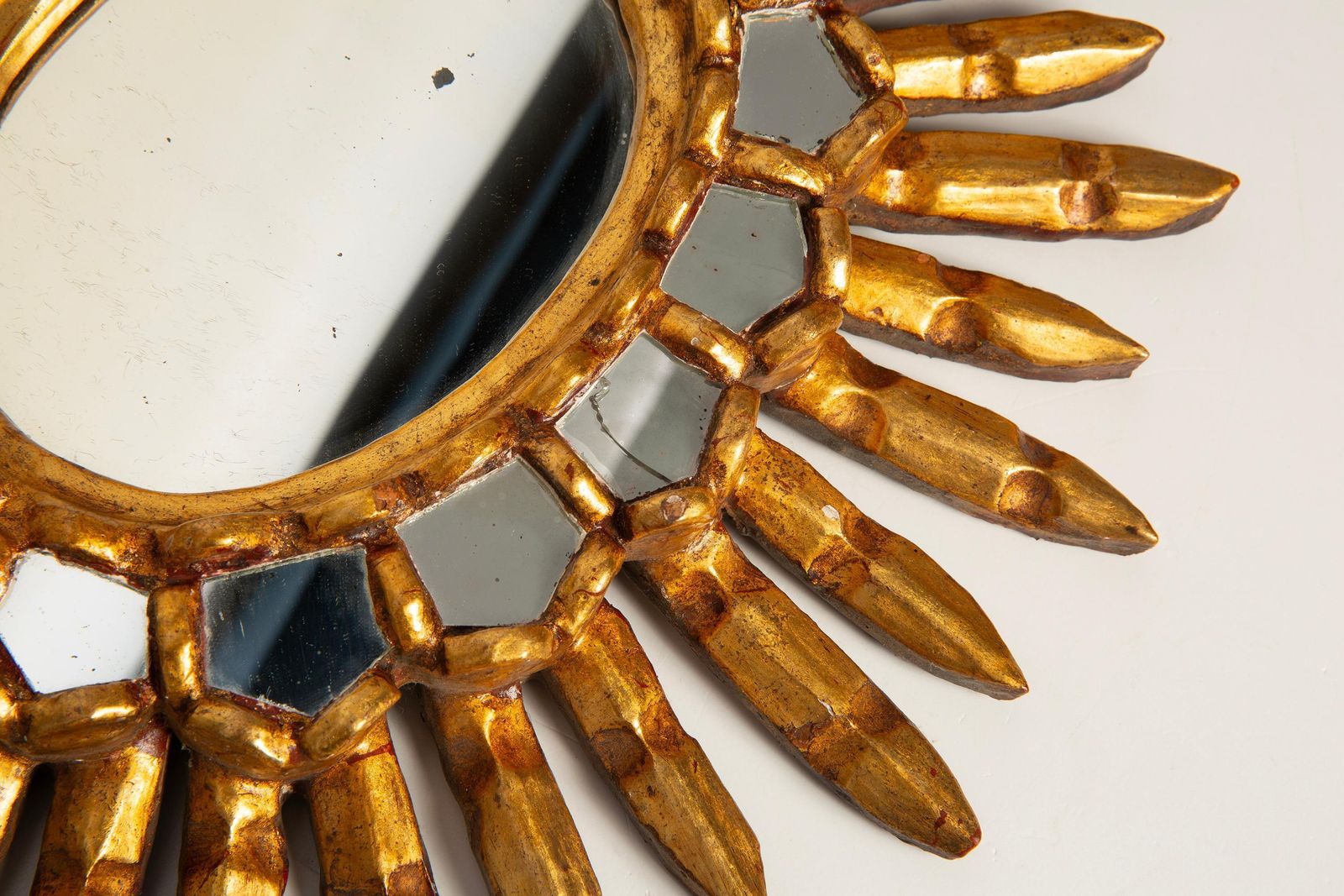 Mid Century Unique Modern Gold Italian Sunburst Mirror, Giltwood, 1960s photo buy