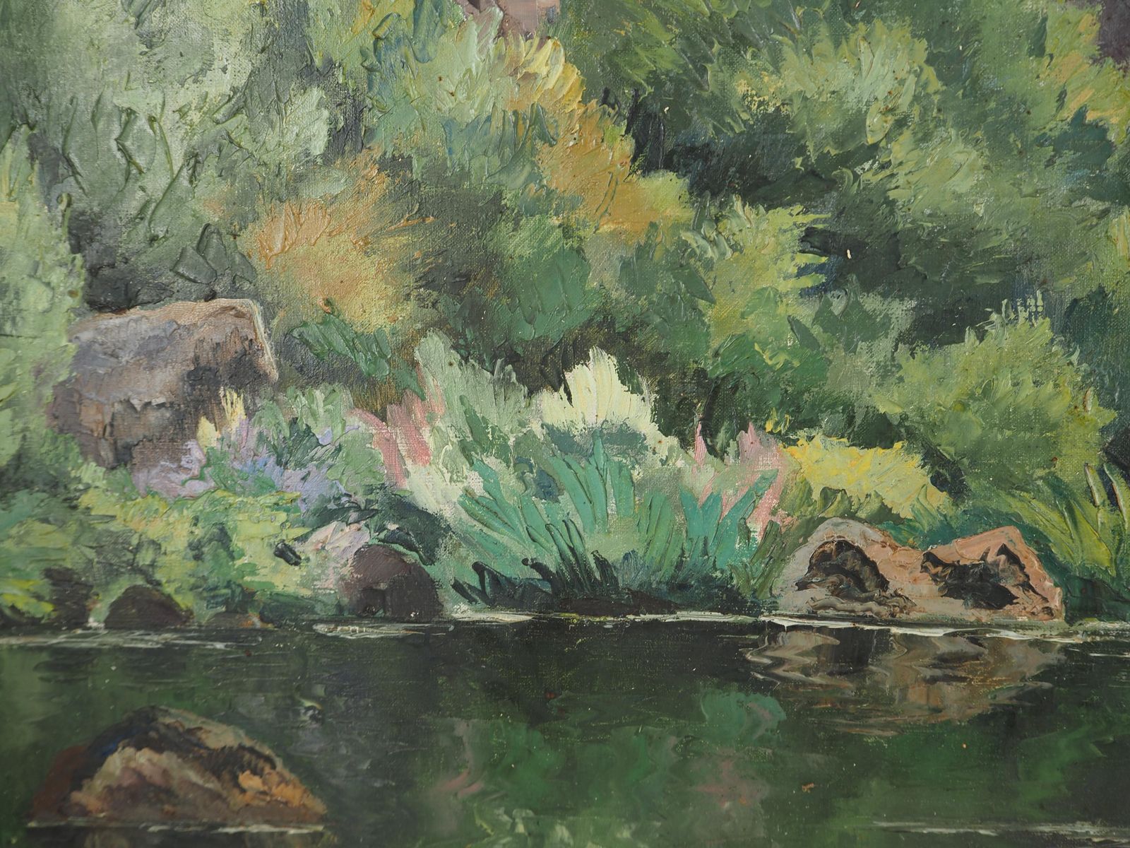 Art Paul Emile Pissarro Normandy : River And Mountains   Original Oil On Canvas, Handsigned 1955 photo