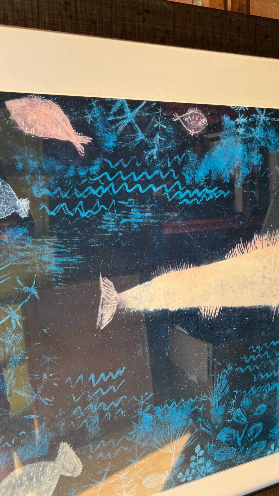 Large Solid Black Glazed Wooden Frame With Mounted “The Goldfish” Fish Print By Paul Klee photo buy