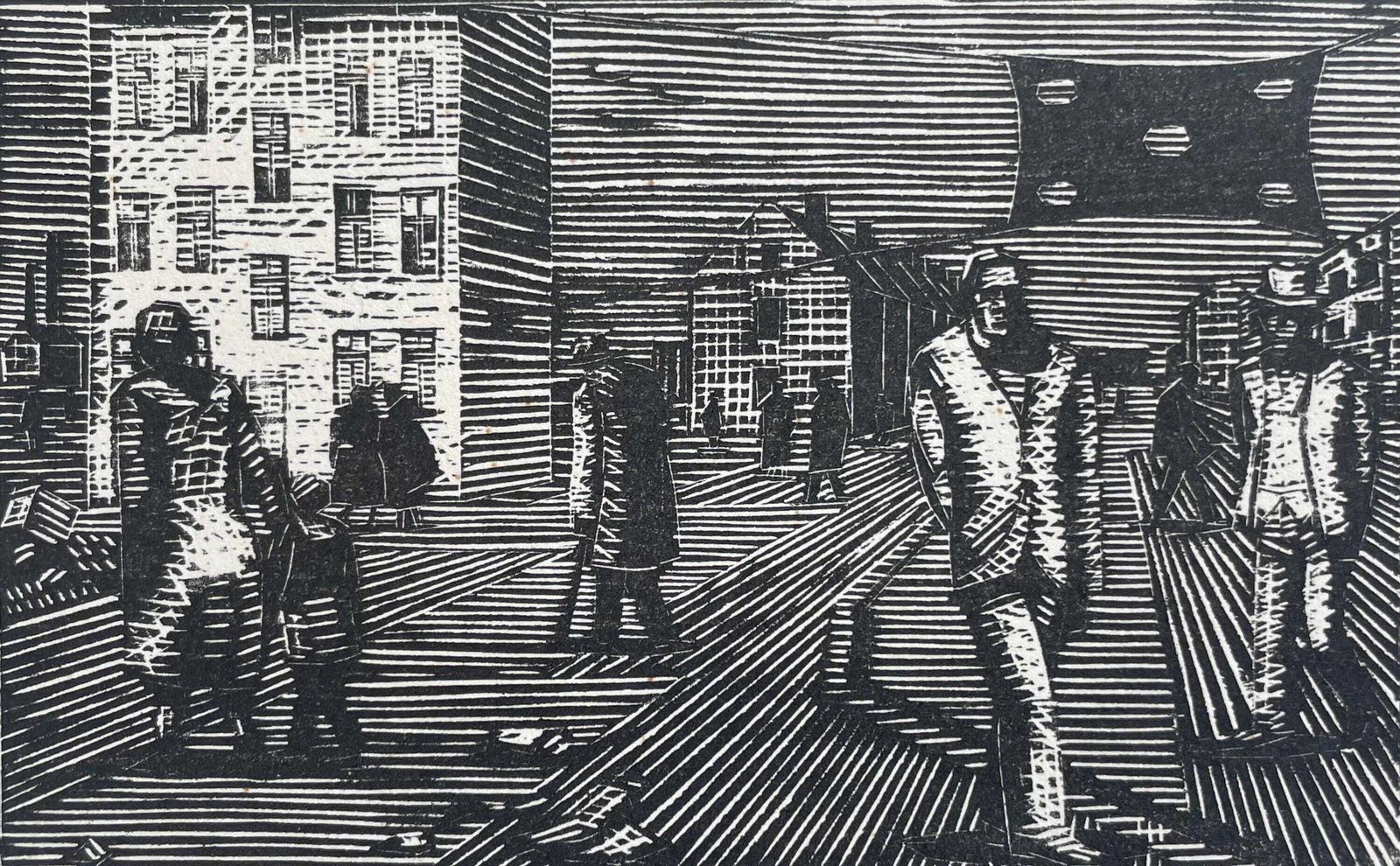 Vintage Danish Woodcut Print From The Mid Century By Palle Nielsen (1920 2020)   Abstract Expressionist Art By Renowned Artist photo buy