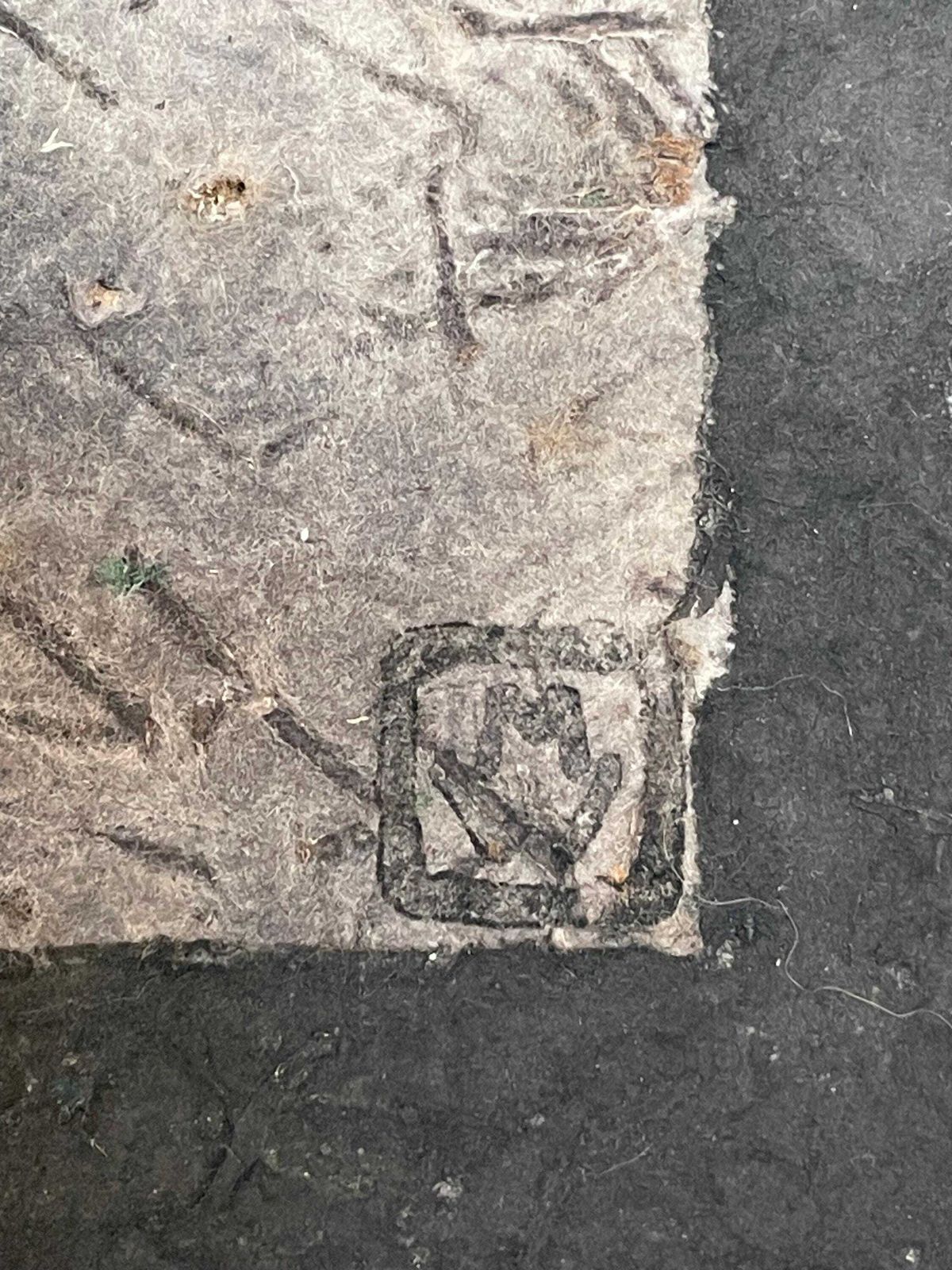 Danish Abstract Mixed Media Painting With Handmade Paper By Artist Marianne Weber   Original Art From Denmark In Dark Tones photo Art