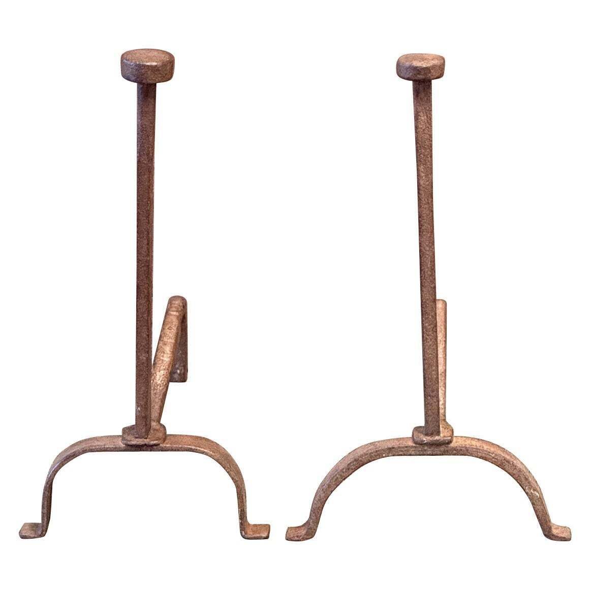 French Napoleon III Andirons Or Firedogs, 19th Century