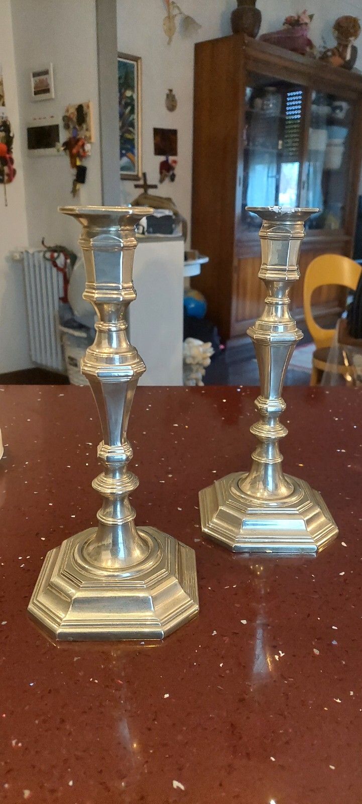 Pair Candlesticks Silver Plated Silver Metal Louis XV Style Italy photo Home Decor