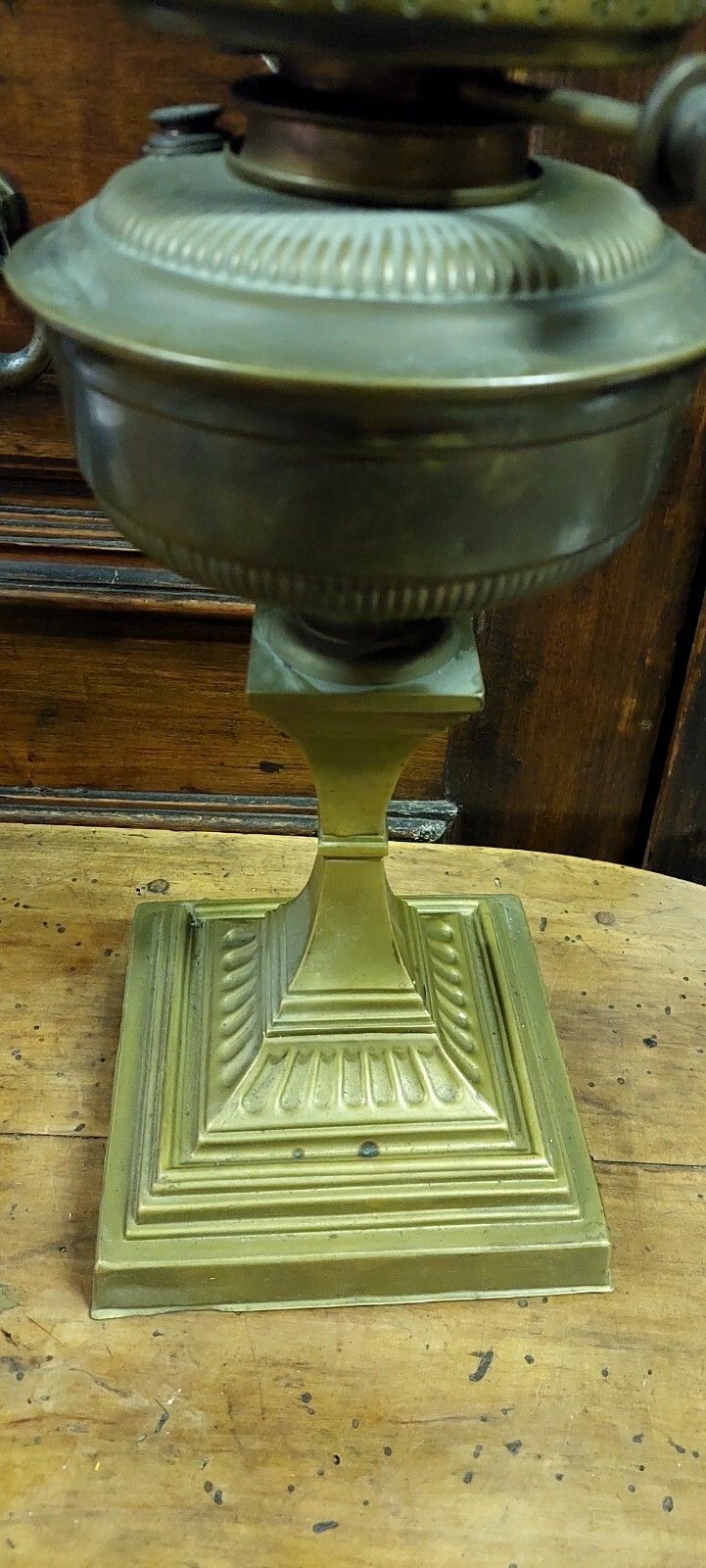 Large Antique Oil Lamp Brass XIX Century Etched Glass photo 300.0