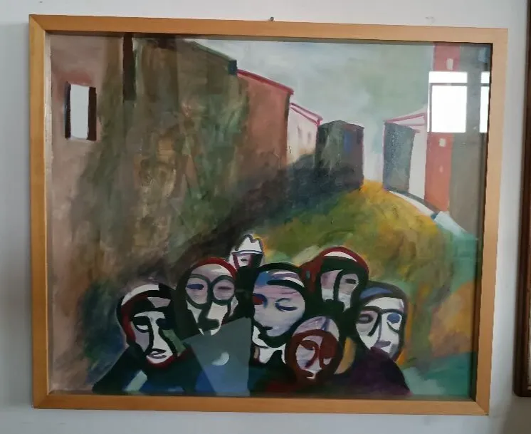 Oil On Canvas Abstract Painting Eros Bortolotti 'The Return Home' 1994