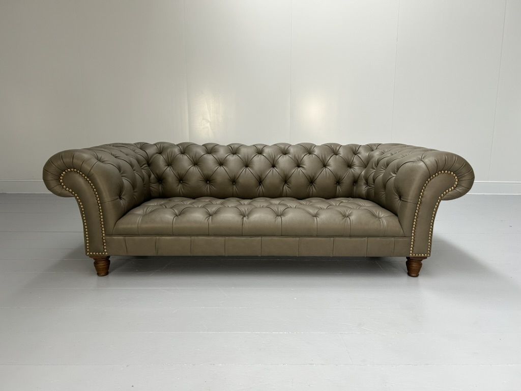George Smith “Early Victorian Chesterfield ” Sofa – In Grey Brown Leather