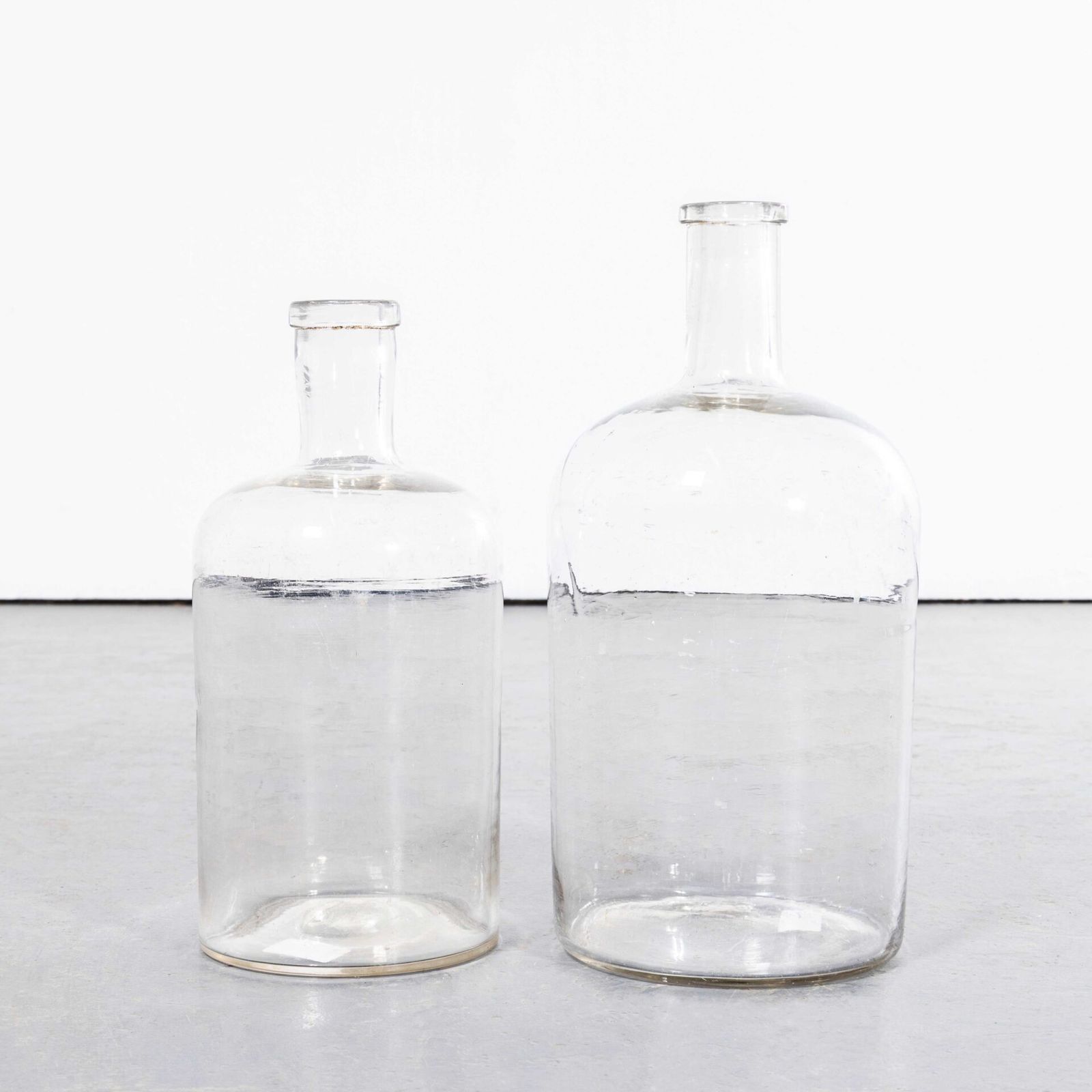 Vintage French Clear Glass Demijohns – Pair