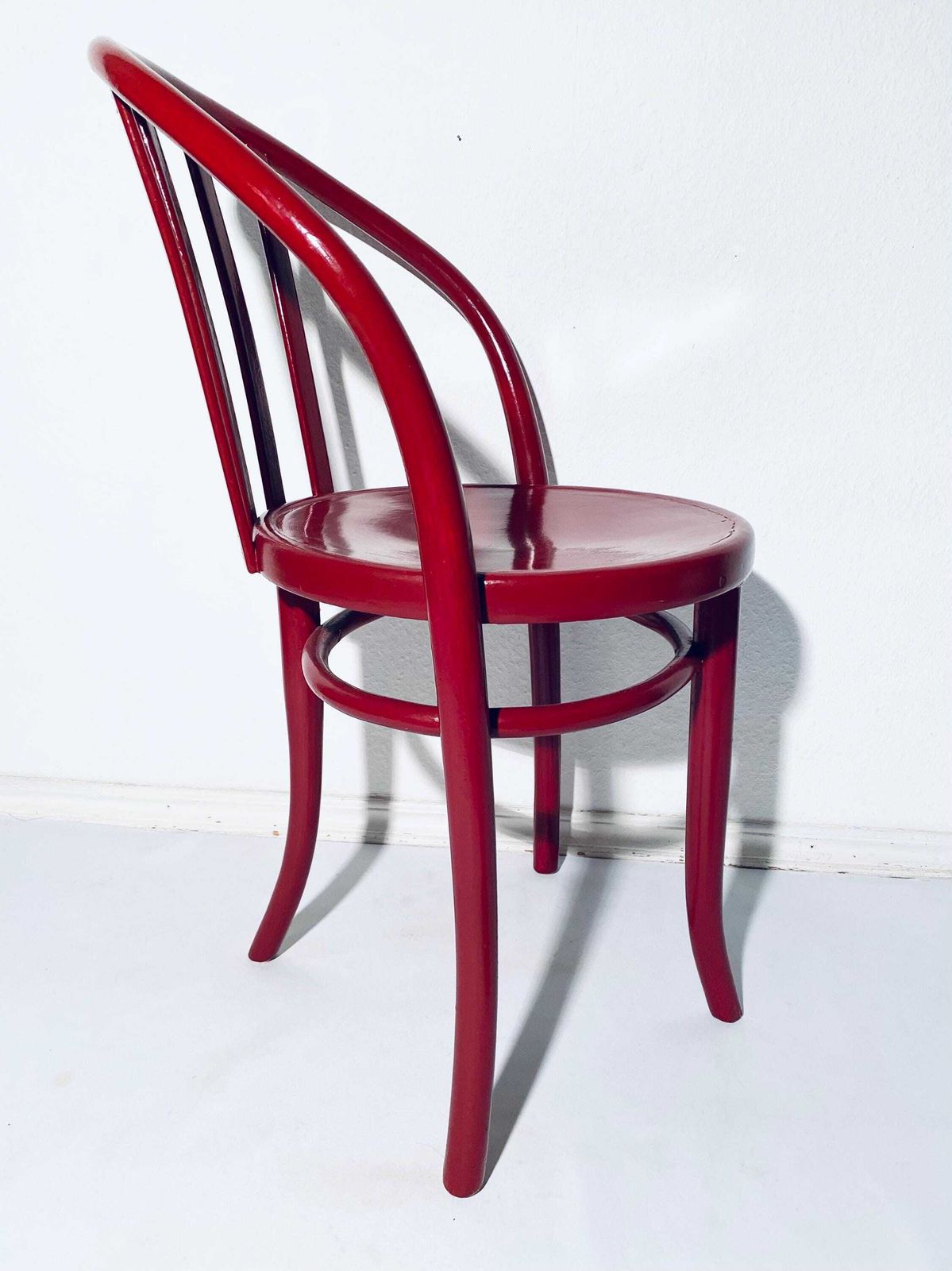 Thonet Bentwood Set Of Two Antique Red Wooden Bistro Chairs / Vintage Decor Furniture photo 641.0