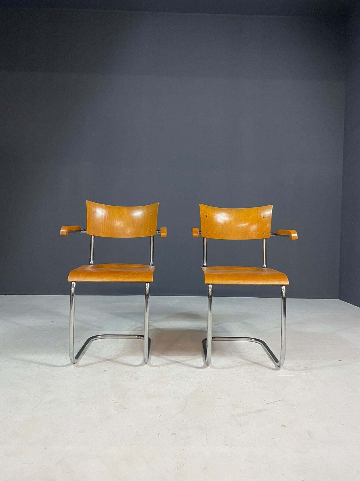 photo for sale Pair Of Functionalist Tubular Armchairs By Jitona, Czechoslovakia, 1950s