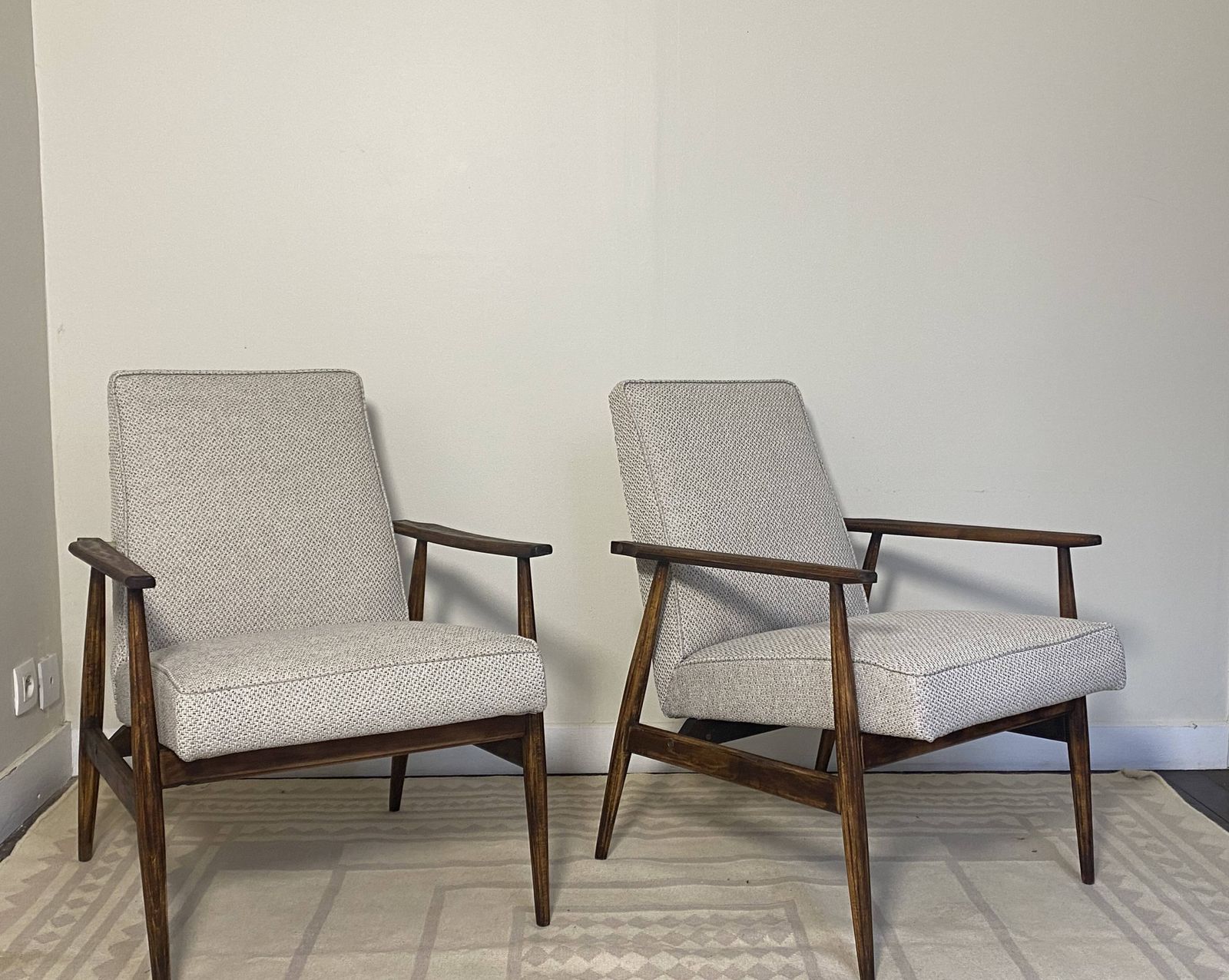 Pair Of Henryk Lis 300 190 Armchairs From The 70s In Mottled Grey Blue Fabric photo Furniture
