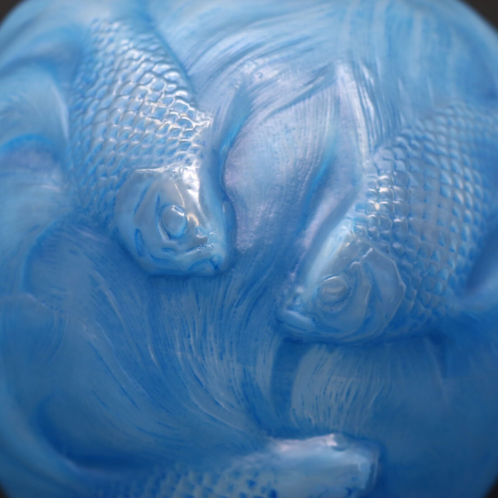 Home Decor Rene Lalique Opalescent Glass Blue Stained Formose Vase photo