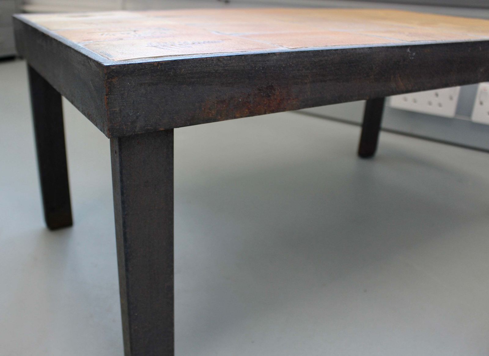 photo vinterior Vintage French Coffee Table With Ceramic Top By Roger Capron (Circa 1970s)