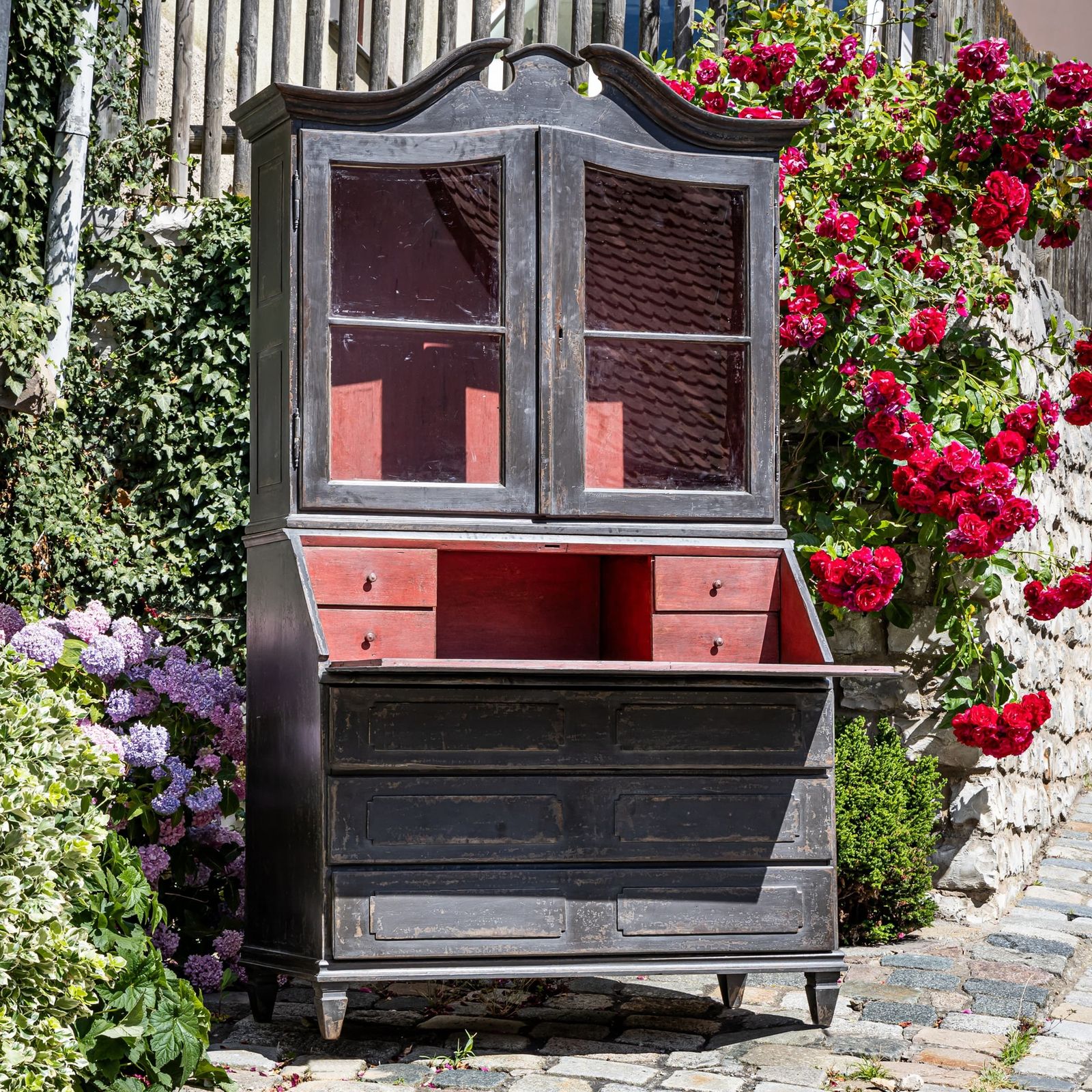 Dark Gray Baroque Secretary, 18th Century