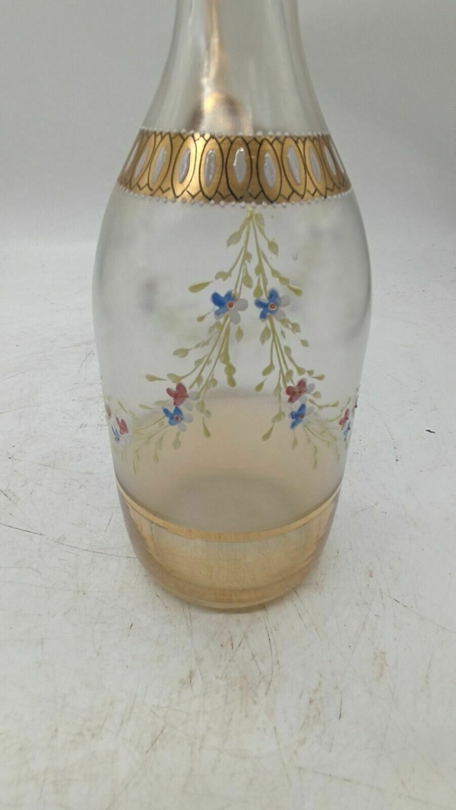 Antique Glass Liqueur Bottle With Decorated Glasses Italy 19th Century photo Home Decor