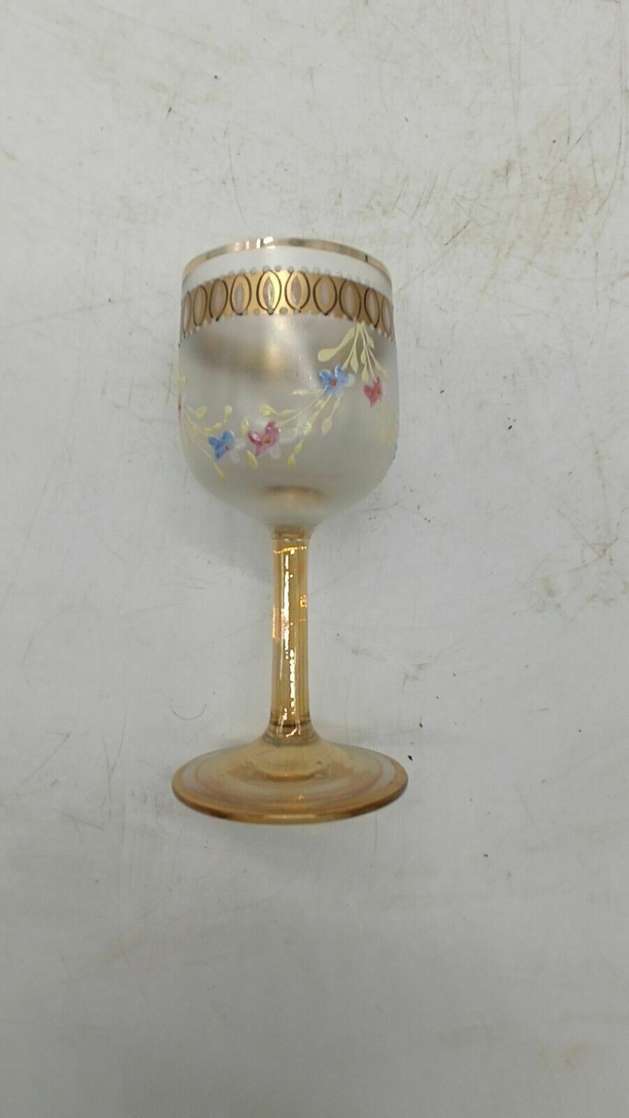 Antique Glass Liqueur Bottle With Decorated Glasses Italy 19th Century photo vinterior
