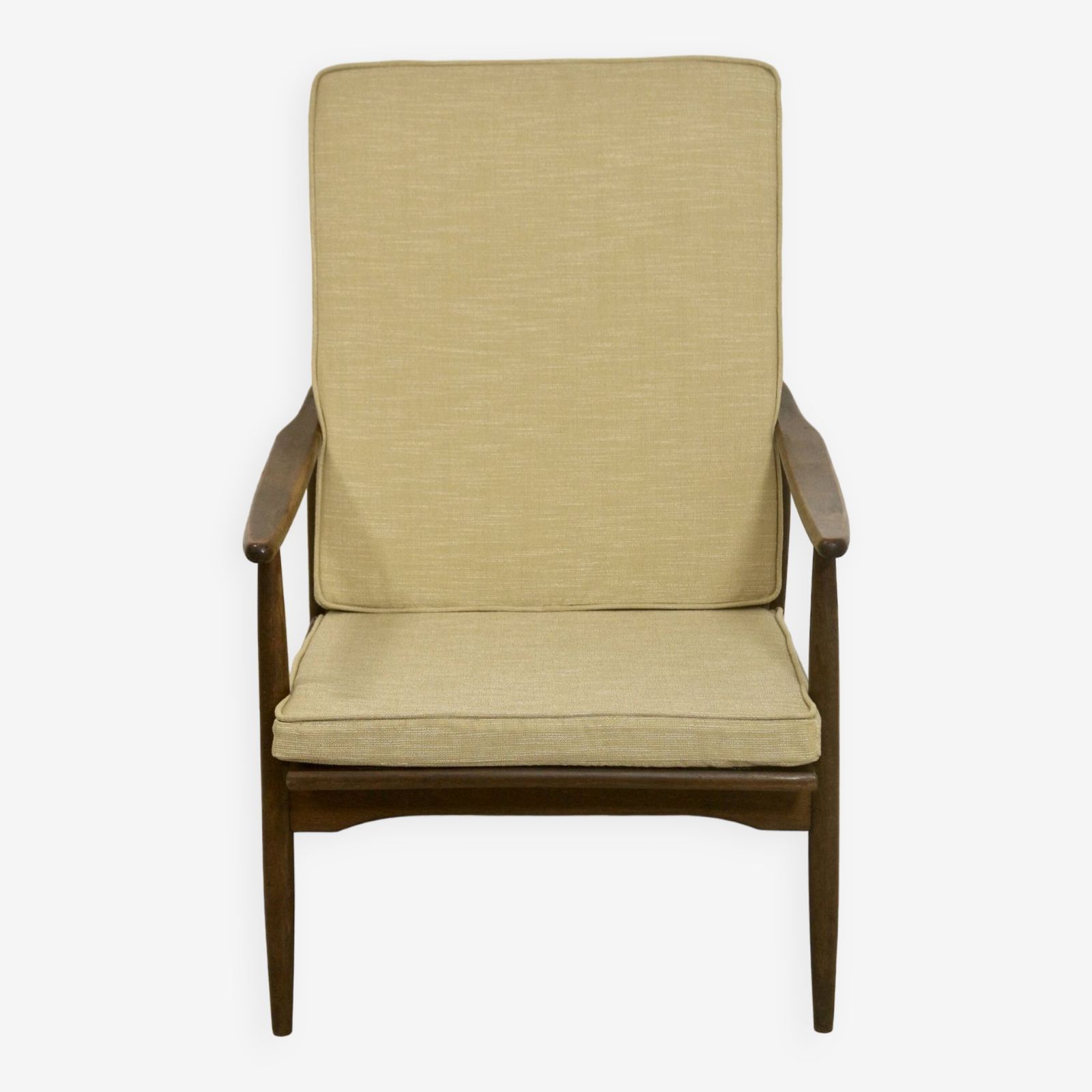 1960s Scandinavian Armchair With Curved Armrests.
