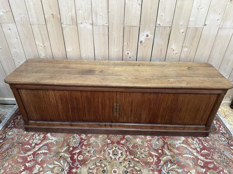 Meuble Buffet De Métier à Rideaux En Enfilage Chêne Massif 1950 photo furniture