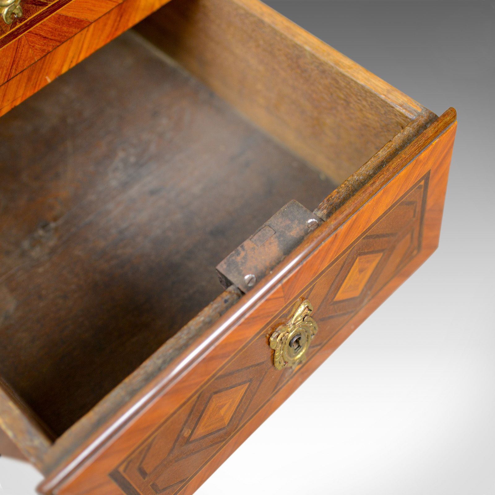 photo for sale Antique Bureau, French, Marble Top, Kingwood, Marquetry Desk, Circa 1900