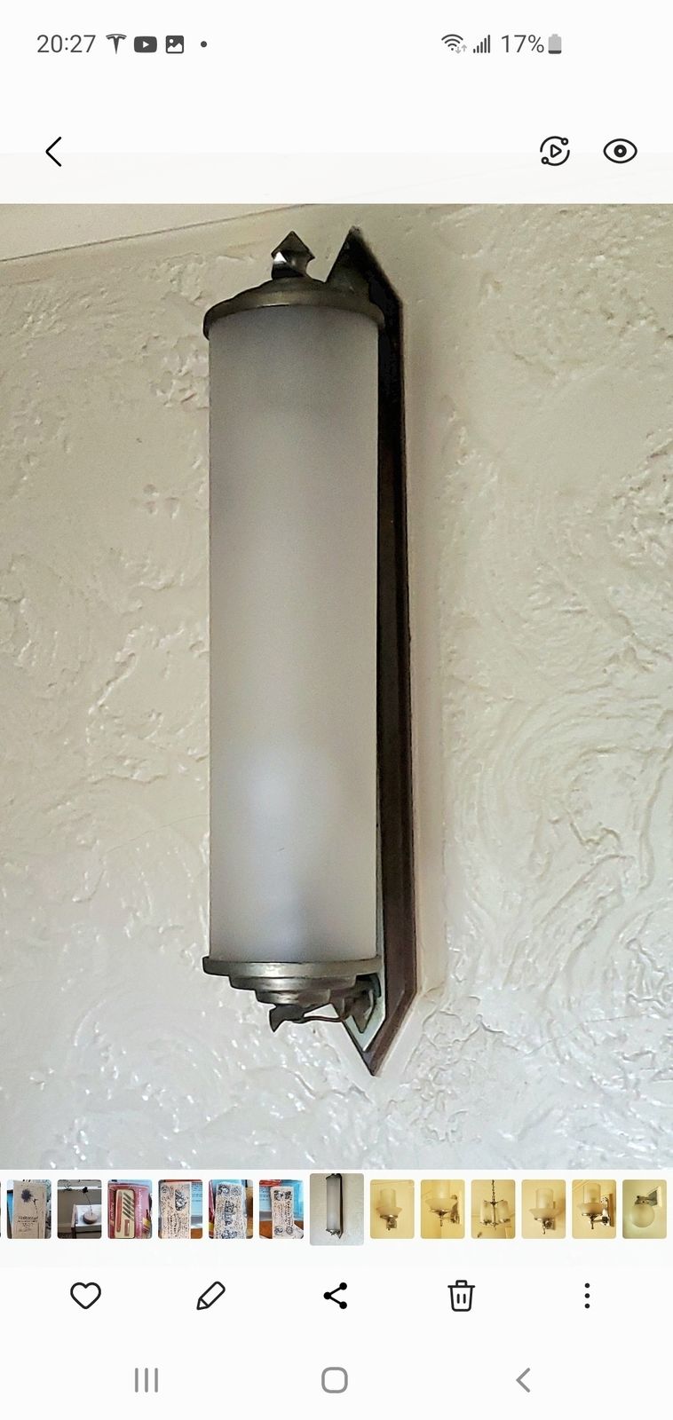 Original, Rare Art Deco Wall Lights, Pearlescent Glass Shades photo for sale