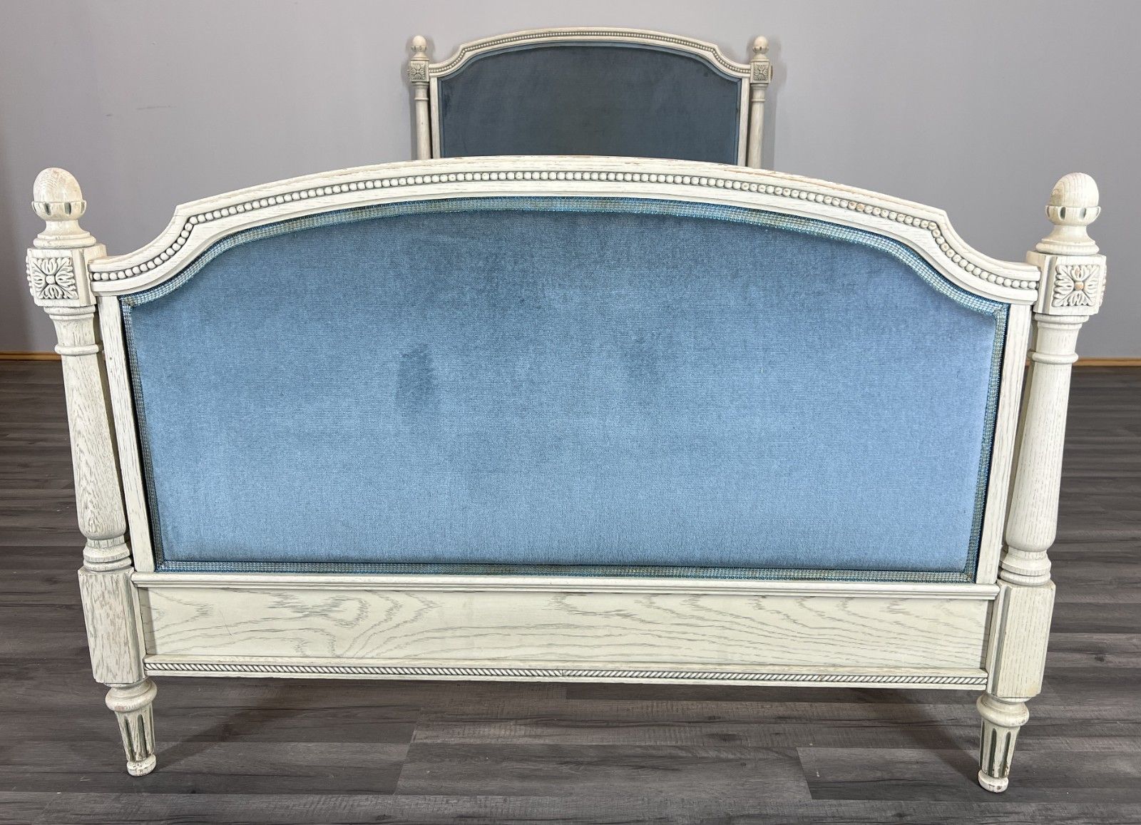 Bed Vintage French Style Upholstered Carved Single Frame Lot 4073 photo for sale