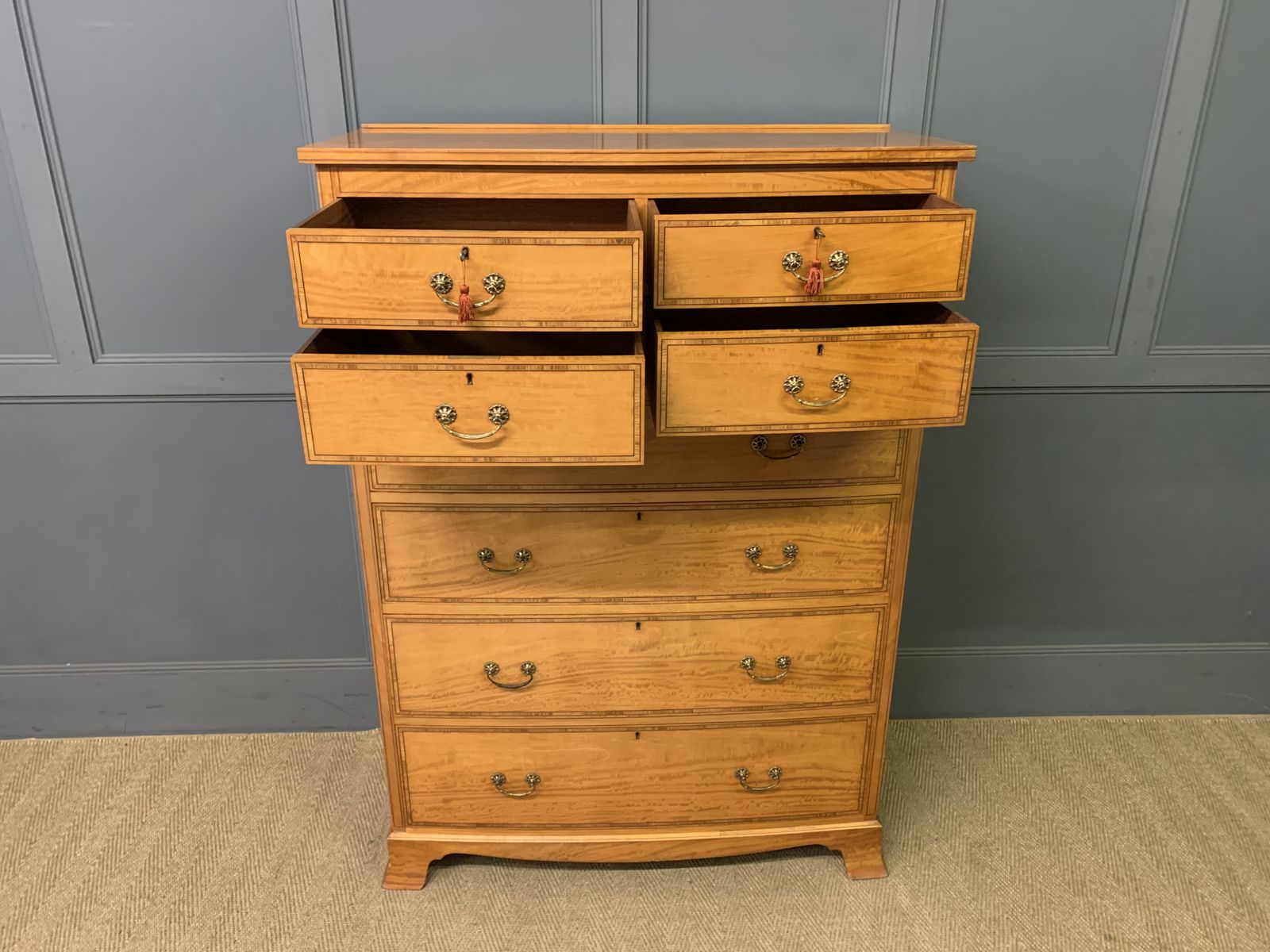 photo buy Inlaid Satinwood Tallboy, 1900s