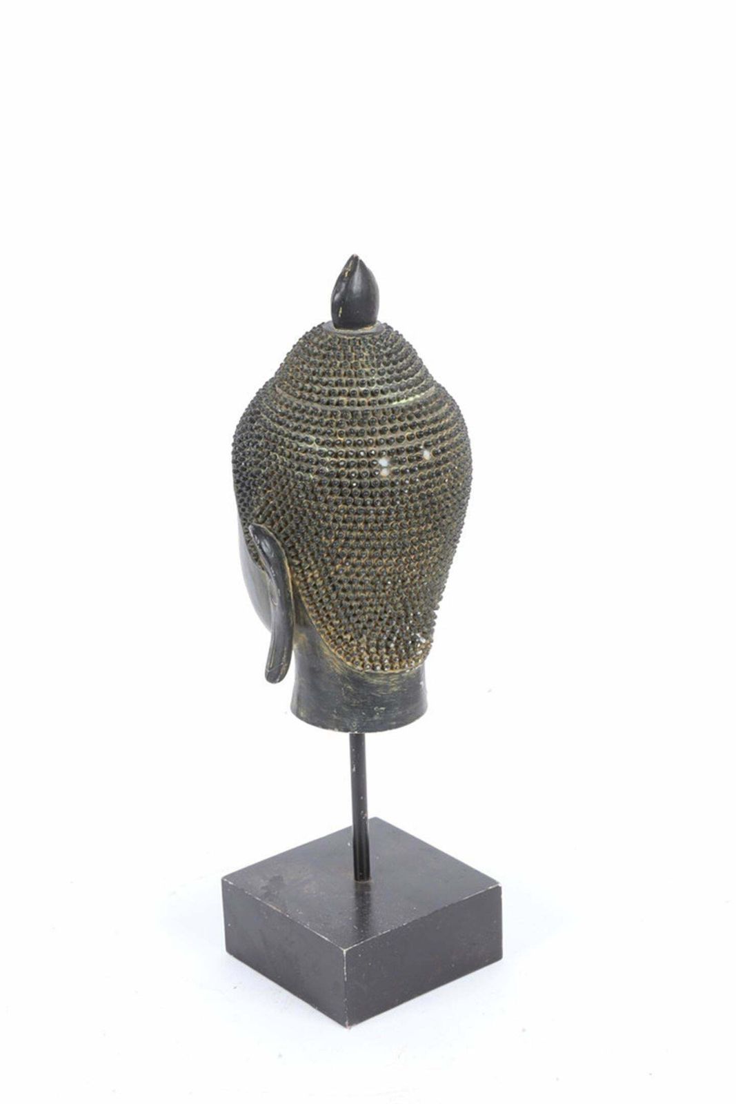 Decorative Buddha Head Stand Antique Resin Buddha Head On Stand 1960 photo vintage
