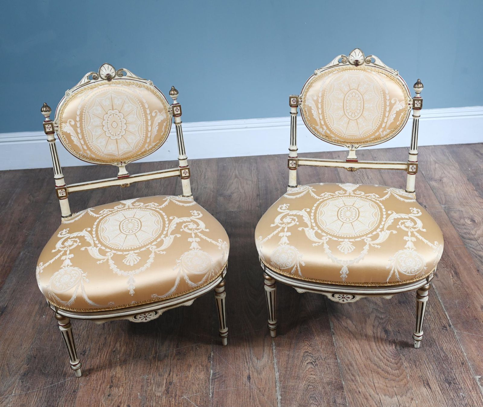 Pair French Neo Classical Chairs Painted Louis XVI Revival photo Furniture