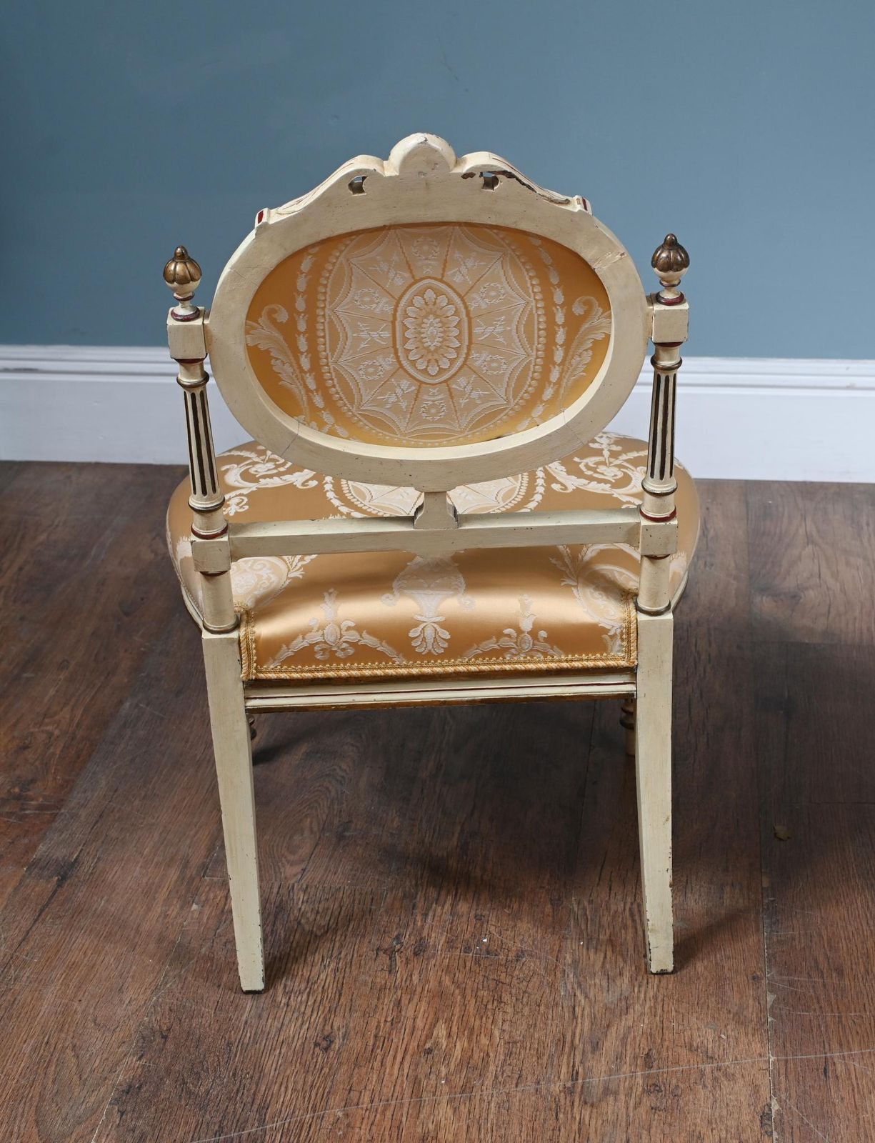 Pair French Neo Classical Chairs Painted Louis XVI Revival photo vintage