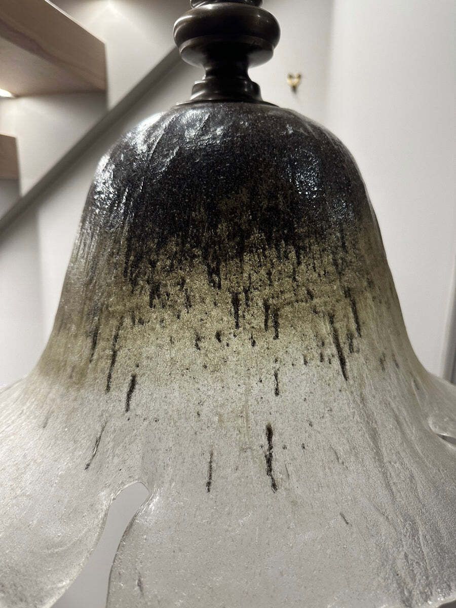 photo buy 1970s German Peill & Putzler Glass & Brass "Flower" Pendant Light